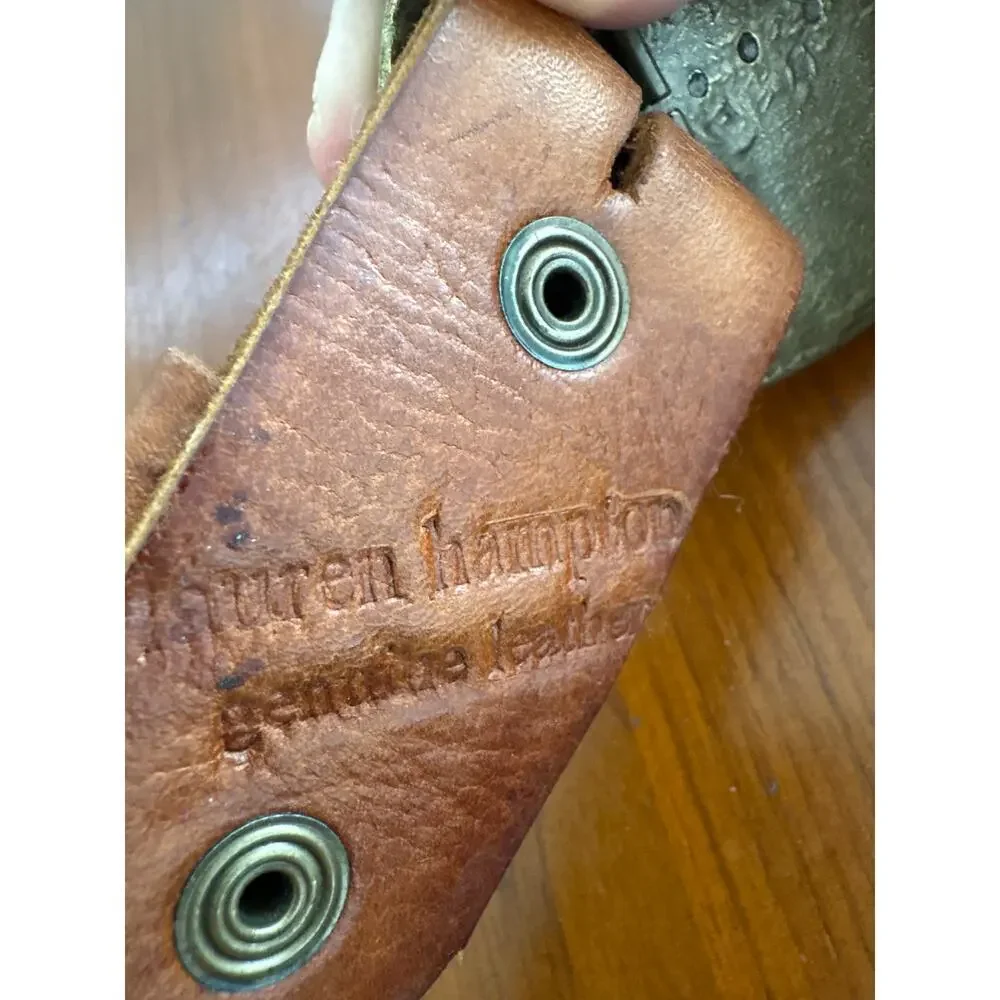 Lauren Hampton Abalone Inlay Western Leather Studded Belt
